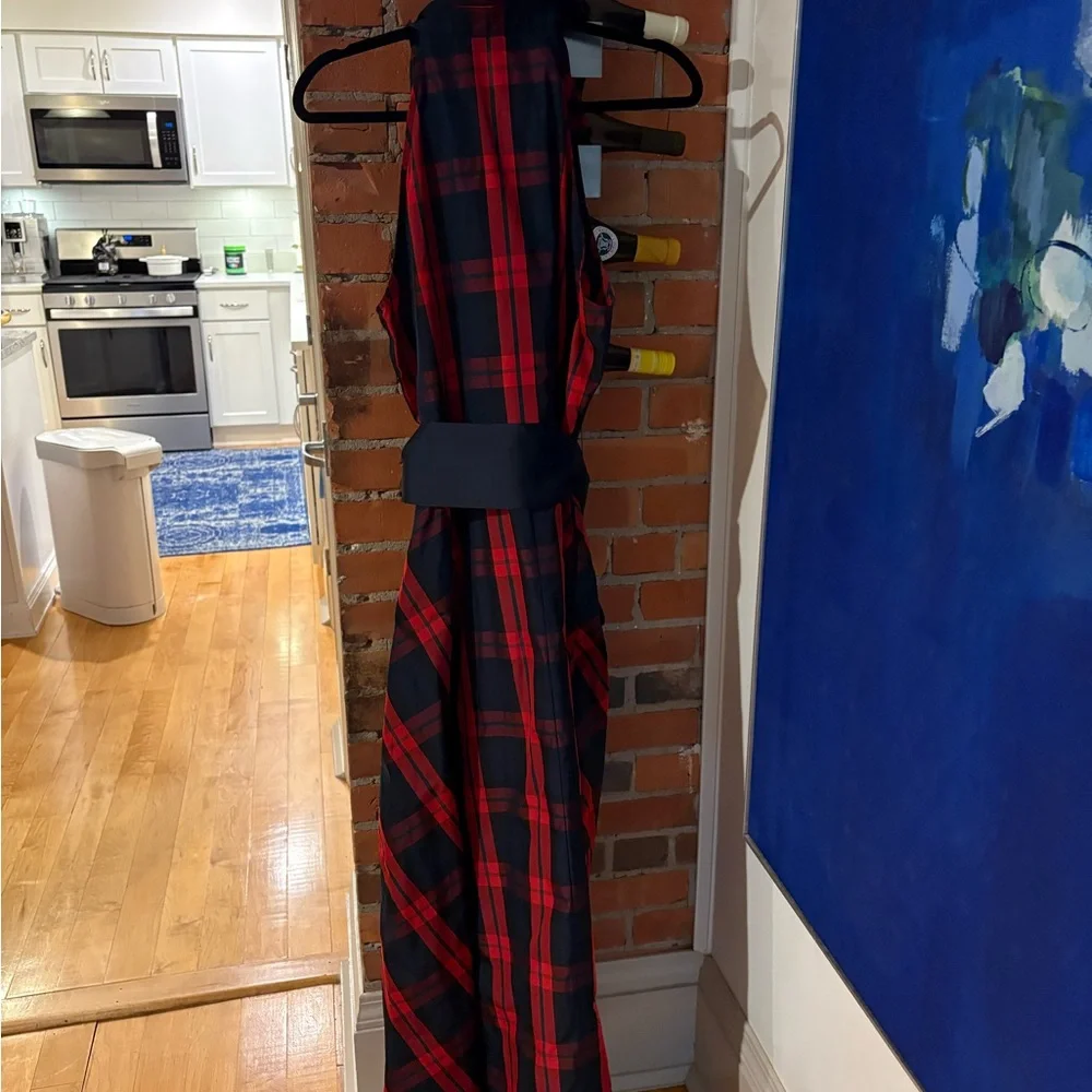 Boston Proper Red Plaid Maxi Dress - Picture 3 of 6
